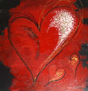 Herz in Glitzerrausch Acryl auf Leinwand gespachtelt, 80 x 80 34343cm